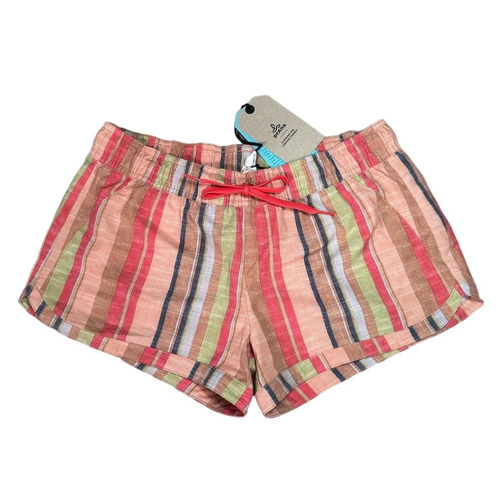 Prana Active Shorts Orange Stripes Size X Small 3" Inseam